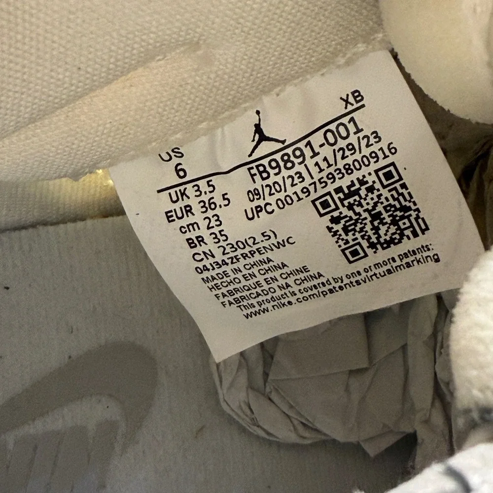 Size 6 Jordan 1 Retro High OG Craft Ivory Mens Grey Black Excellent FB9891-001